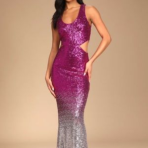 Lulus never been worn size Large pink and silver ombre dress. Fabric is stretchy